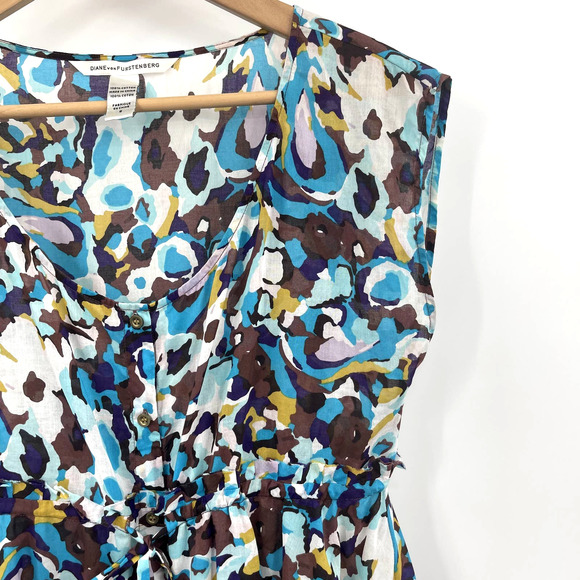 Diane von Furstenberg Marina Dress Size Small Swim Cover Up Tunic Blue White - Picture 11 of 16